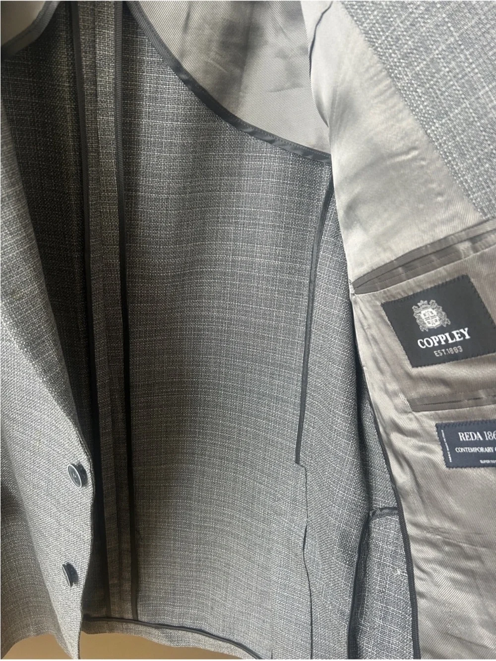 Copley 46T Reda 1865 Super 110s Wool Gray Blazer Made Canada